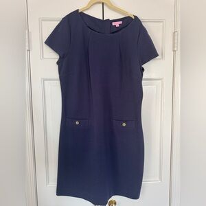 Lilly Pulitzer Navy Short-Sleeve Mini cotton Dress